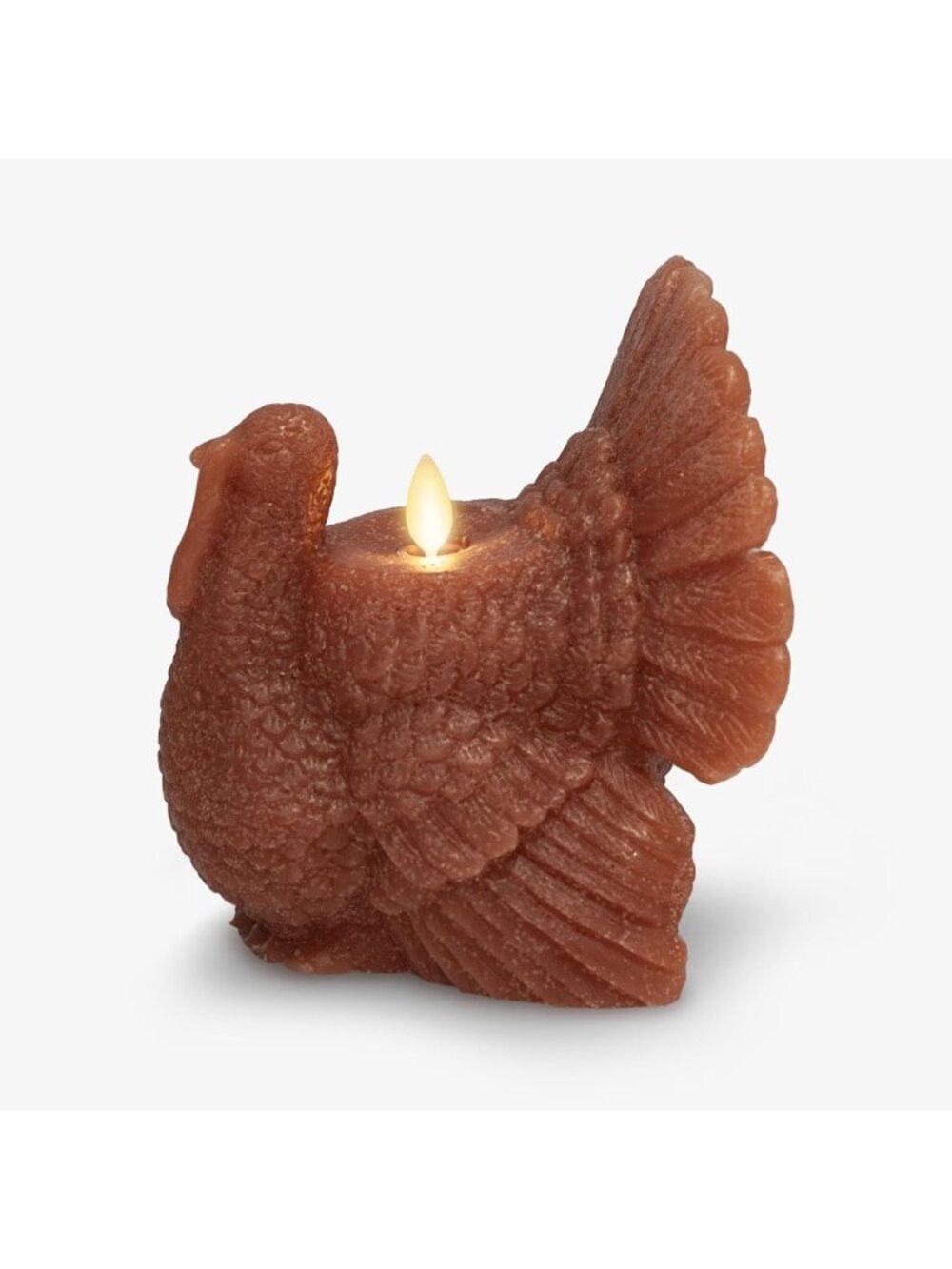 Flameless Fall Harvest Turkey LED Candle - Real Wax, Moving Flame, Battery
